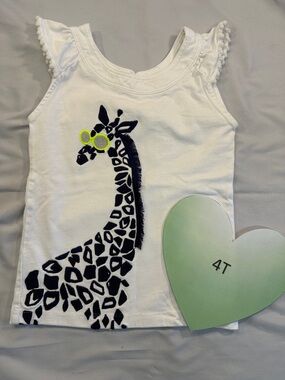 Gymboree White and Blue Giraffe Print Tank Tops